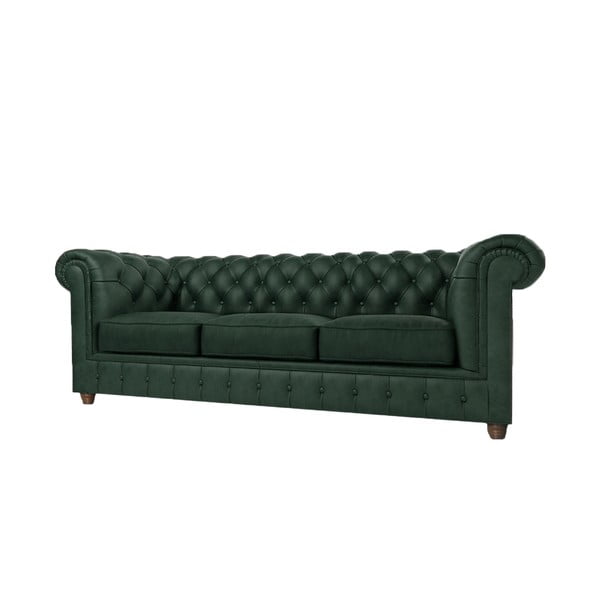 Ciemnozielona aksamitna sofa 230 cm Cambridge – Ropez