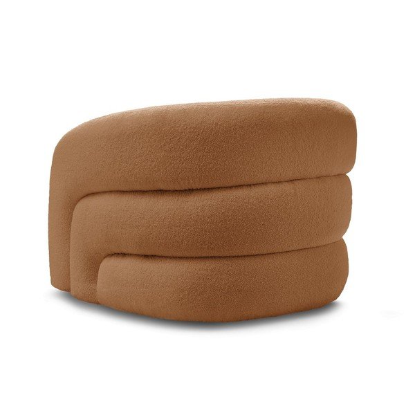 Pomarańczowy obrotowy fotel z materiału bouclé Elina – Bobochic Paris-image-4