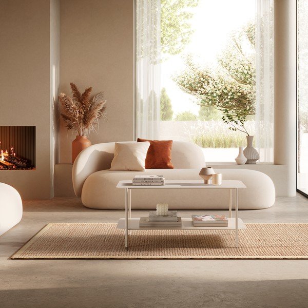 Kremowy metalowy stolik 58x90 cm Beatrix – MOME-image-1