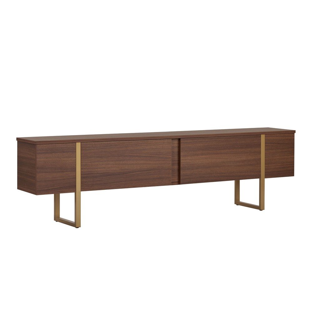 Szafka pod TV w dekorze orzecha w ciemnym naturalnym kolorze 180x50x30 cm Onera – Kalune Design