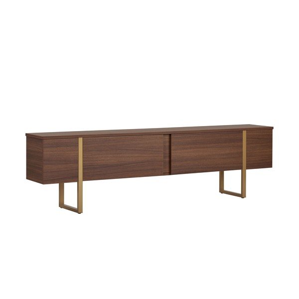 Szafka pod TV w dekorze orzecha w ciemnym naturalnym kolorze 180x50x30 cm Onera – Kalune Design