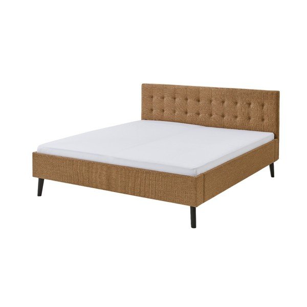 Brązowe tapicerowane łóżko dwuosobowe bez stelaża 180x200 cm Empire – Meise Möbel