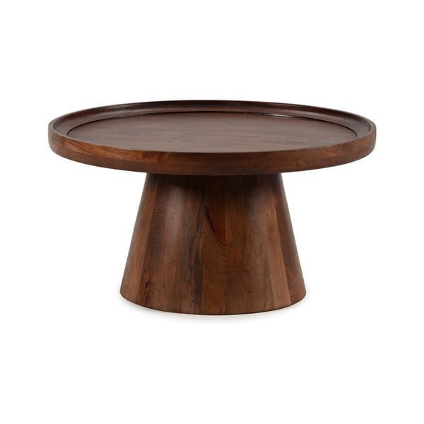 Ciemnobrązowy okrągły stolik z litego drewna mango ø 80 cm Rose – MOME