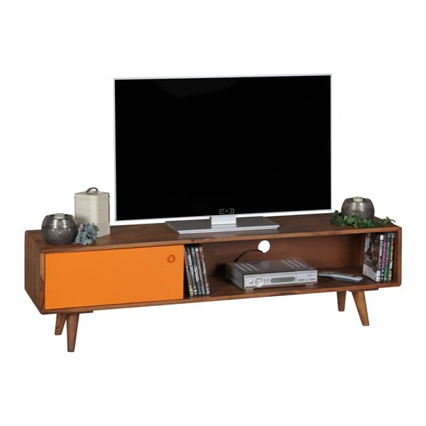 Brązowo-pomarańczowa szafka pod TV z litego drewna sheesham Skyport REPA, wys. 40 cm