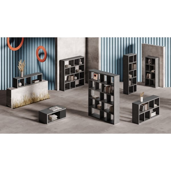 Szary regał w dekorze betonu 150x83 cm Berlin – TemaHome-image-1