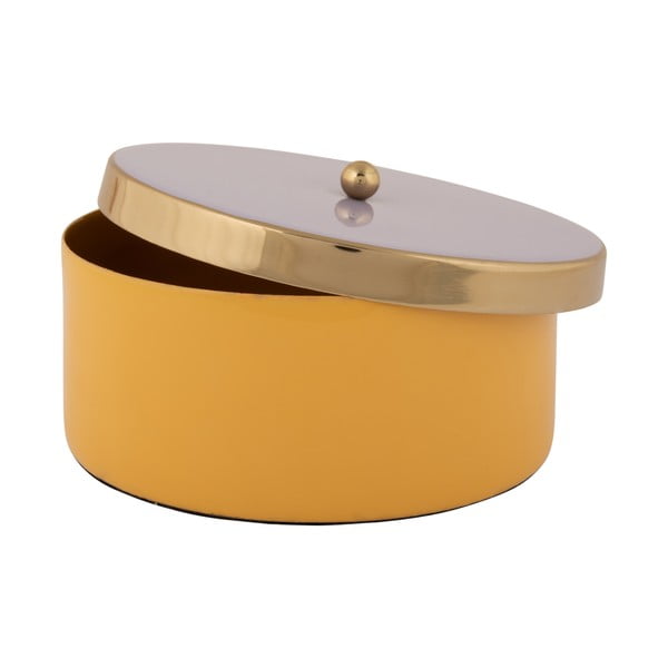 Żółty metalowy pojemnik dekoracyjny ø 16x6 cm Double Funky – PT LIVING-image-3