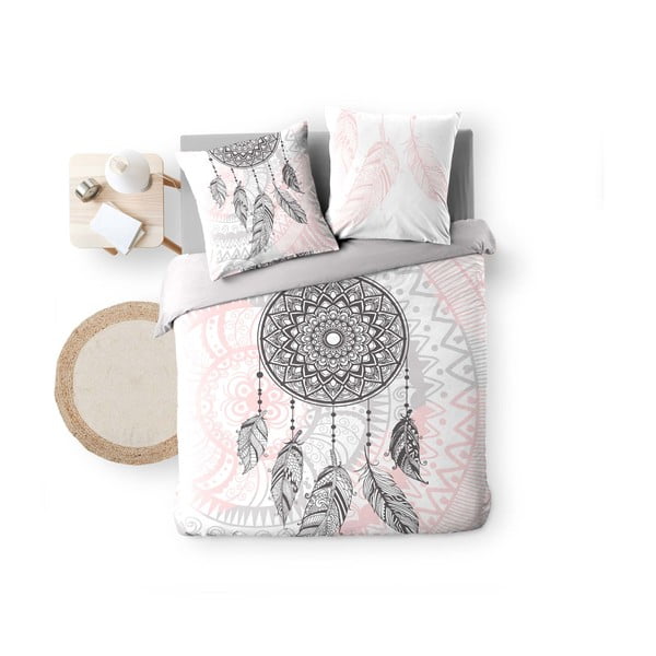 Biało-różowa bawełniana pościel dwuosobowa 200x200 cm Namaste – douceur d'intérieur-image-2