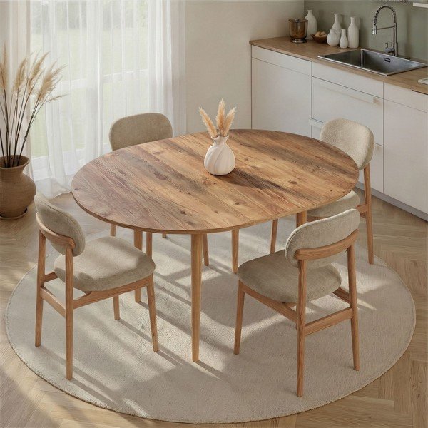 Okrągły rozkładany stół z dodatkowym blatem w dekorze sosny ø 100 cm Viona – Kalune Design-image-2