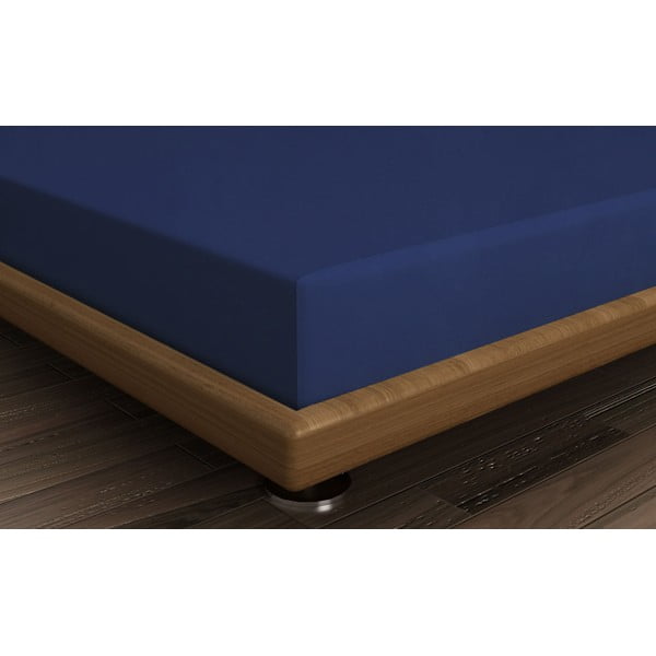 Ciemnoniebieskie bawełniane prześcieradło z gumką 140x200 cm – Mijolnir-image-1