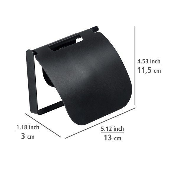 Czarny uchwyt ścienny na papier toaletowy Wenko Static-Loc® Plus-image-1