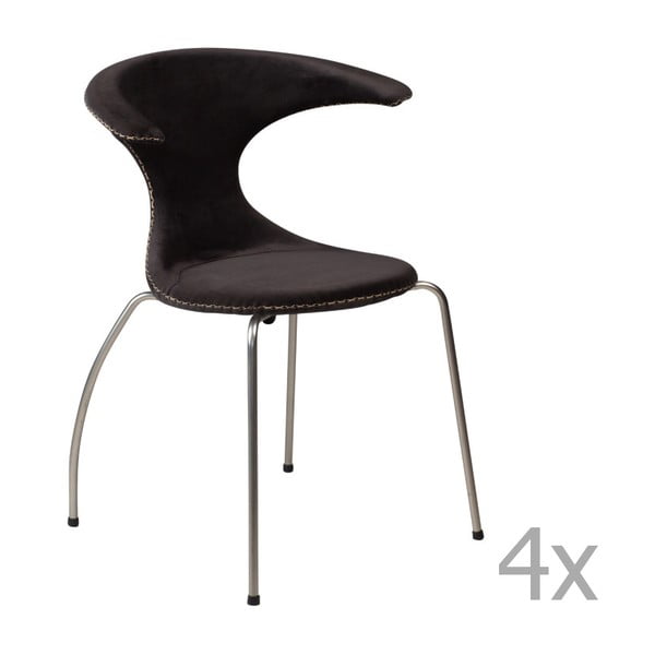 Zestaw 4 czarnych krzeseł z metalowymi nogami DAN– FORM Flair