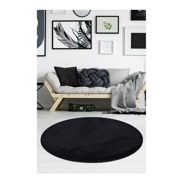 Czarny dywan Milano, ⌀ 90 cm