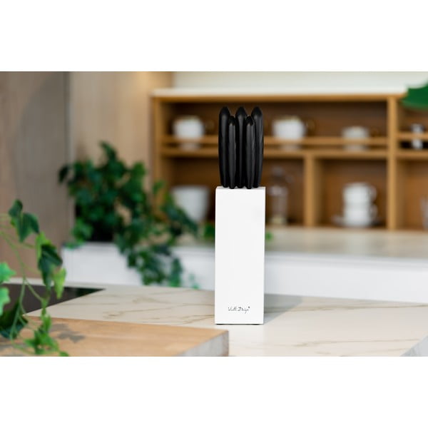 Zestaw 5 noży w białym stojaku Vialli Design Caro-image-2