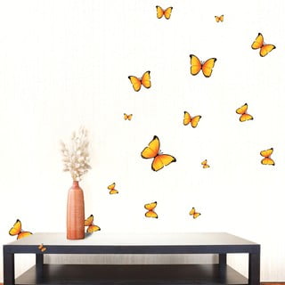 Zestaw 18 naklejek ściennych Ambiance Yellow Butterflies Sticker