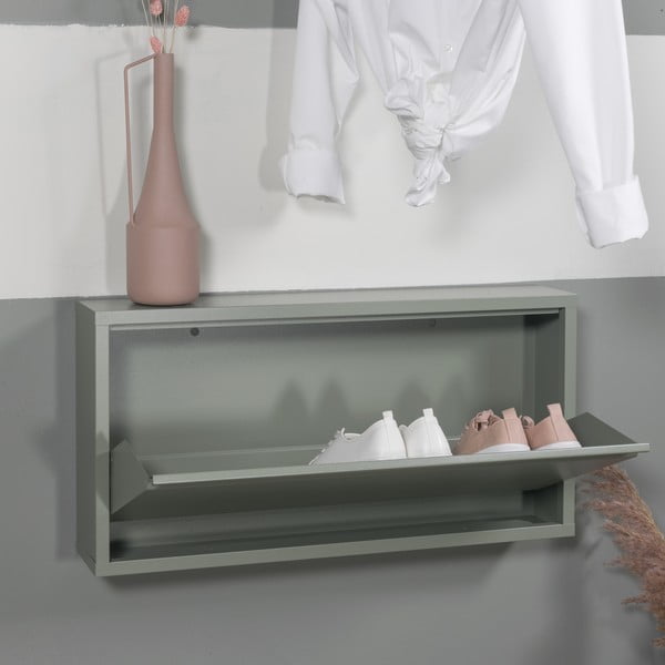 Szarozielona metalowa uchylna szafka na buty 75x37,5x12,5 cm Billy – Spinder Design-image-1