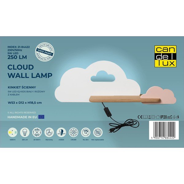 Biało-różowa lampa dziecięca Cloud – Candellux Lighting-image-3