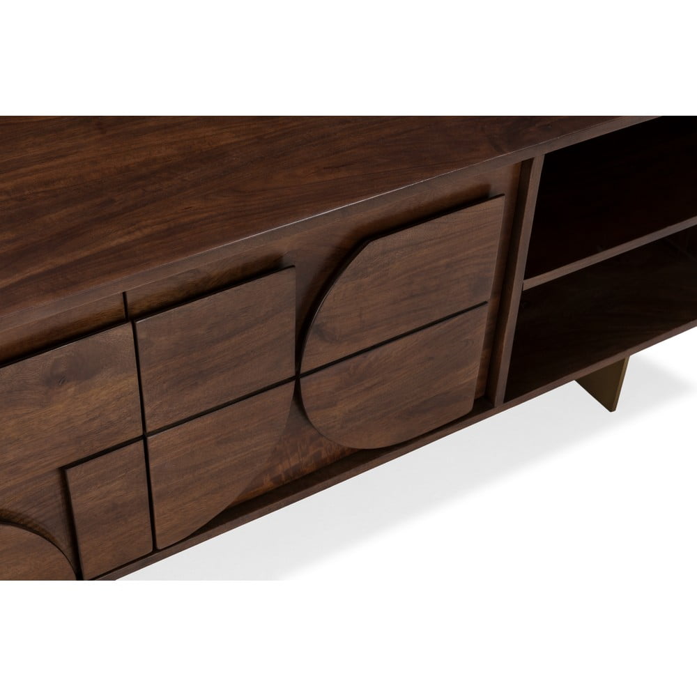 Brązowa szafka pod TV z litego drewna mango 145x55x40 cm Trisha – MOME (zdjęcie 6)