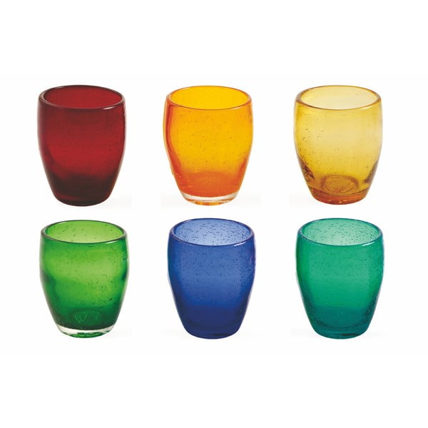 Zestaw 6 kolorowych szklanek z ręcznie dmuchanego szkła VDE Tivoli 1996 Rainbow, 280 ml