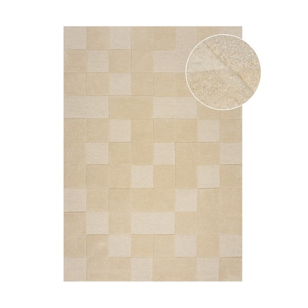 Beżowy dywan wełniany 230x160 cm Checkerboard – Flair Rugs