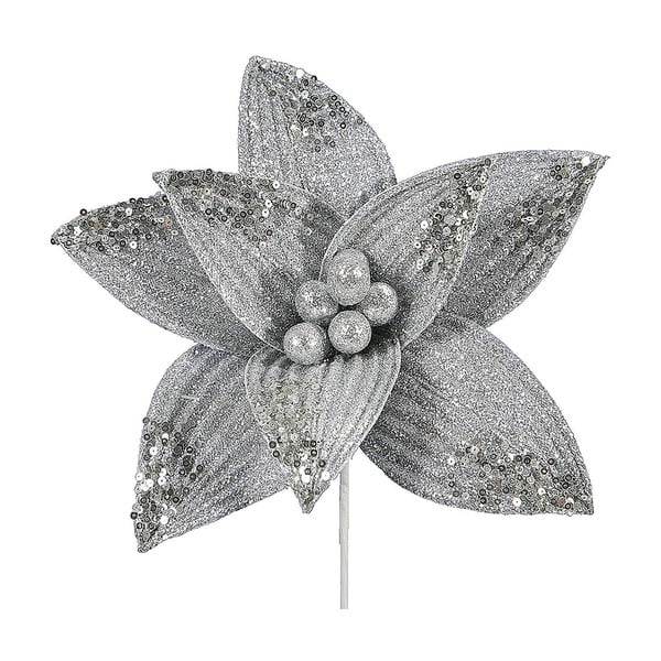 Świąteczny kwiat dekoracyjny w srebrnej barwie DecoKing Rea