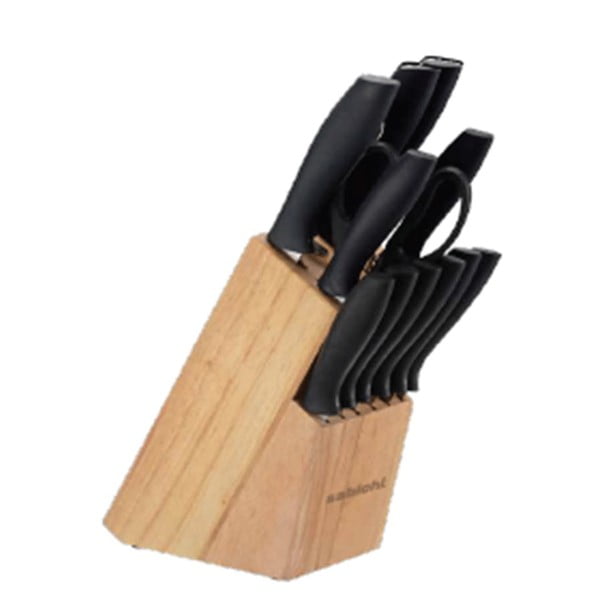 Zestaw 12 noży, nożyczek, osełki i drewnianego stojaka Sabichi