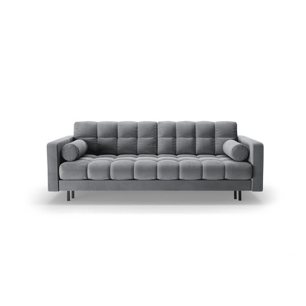 Jasnoszara aksamitna rozkładana sofa ze schowkiem 222 cm Bali – Cosmopolitan Design