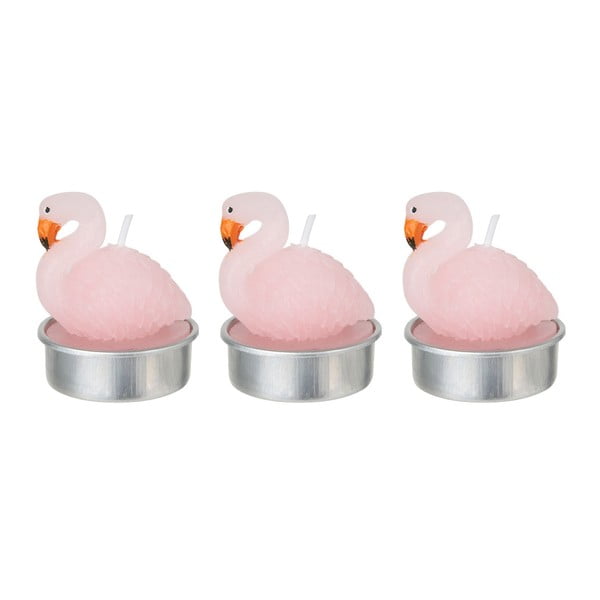 Zestaw 3 świeczek w kształcie flaminga Le Studio Flamingo