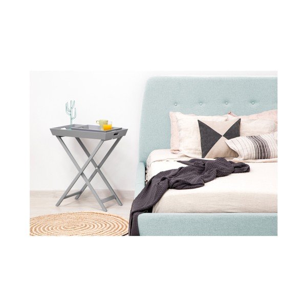 Turkusowe łóżko 2-osobowe z drewnianymi nogami Vivonita Mae, 140x200 cm-image-3