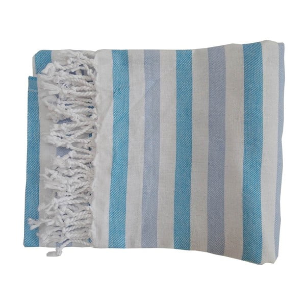 Szaro-niebieski ręcznik kąpielowy tkany ręcznie z wysokiej jakości bawełny Homemania Afrika Hammam, 100 x 180 cm