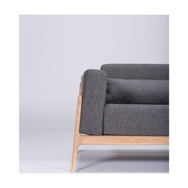 Ciemnoszara sofa z konstrukcją z drewna dębowego Gazzda Fawn, 240 cm-image-3