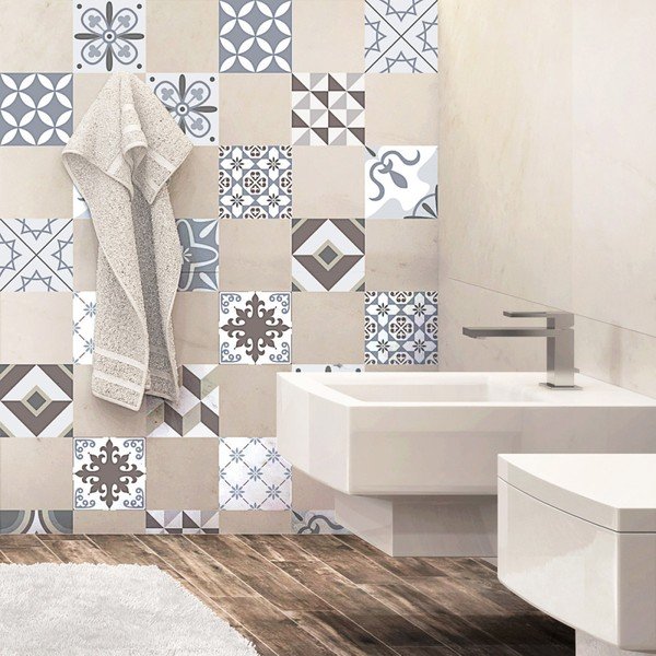 Zestaw 24 naklejek ściennych Ambiance Mosaic Portugal, 15x15 cm