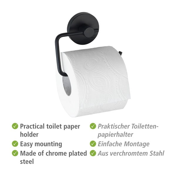 Czarny uchwyt na papier toaletowy Wenko Vacuum-Loc® Milazzo-image-4