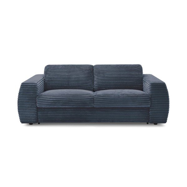 Ciemnoniebieska sztruksowa sofa do spania/rozkładana 240 cm Hugo – Bobochic Paris