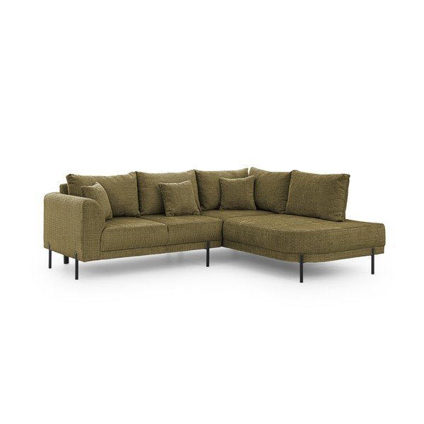 Zielony narożnik z tkaniny szenilowej (prawostronny/w kształcie litery L) Mauris  – Ropez-image-2