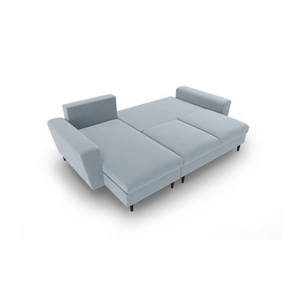 Jasnoniebieski aksamitny rozkładany narożnik ze schowkiem Kyoto – Cosmopolitan Design-image-2