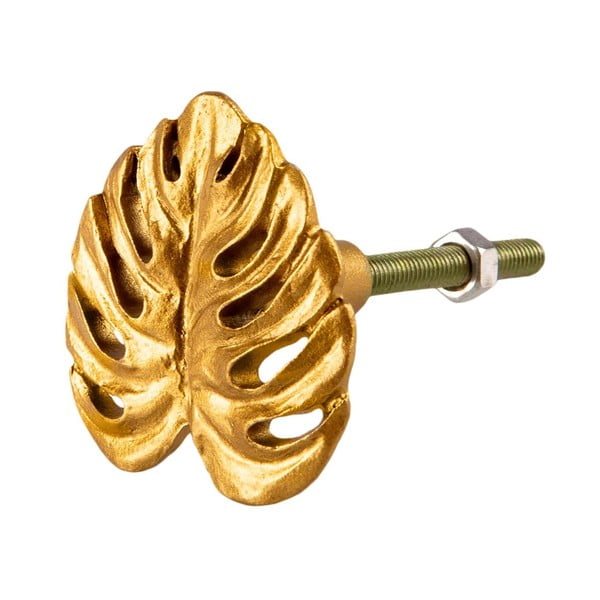 Cynkowy uchwyt do szuflady w kolorze złota Sass & Belle Cheese Plant Leaf-image-1