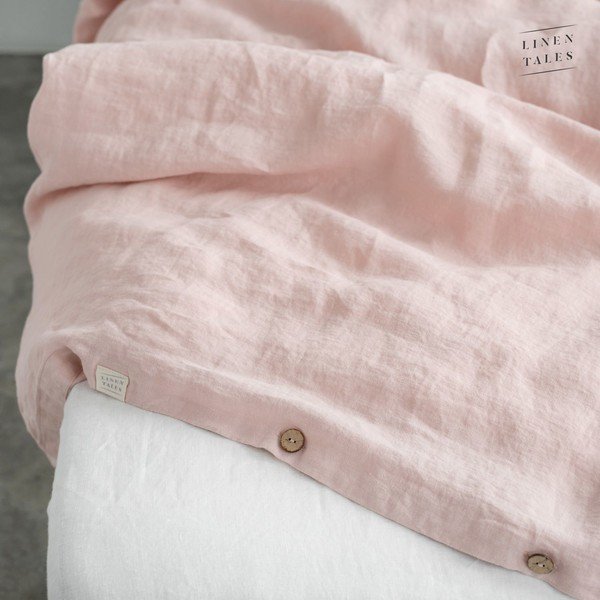 Jasnoróżowa lniana poszwa na kołdrę dwuosobowa 200x220 cm Misty Rose – Linen Tales-image-3