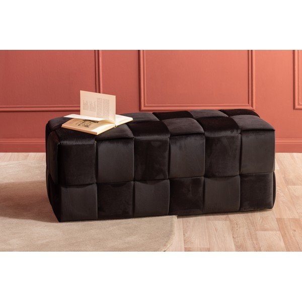 Czarny aksamitny taboret Weaved – Leitmotiv-image-1