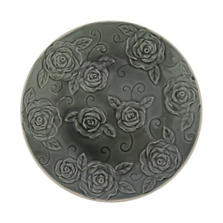 Czarny talerz ozdobny Antic Line Roses, ⌀ 25,5 cm