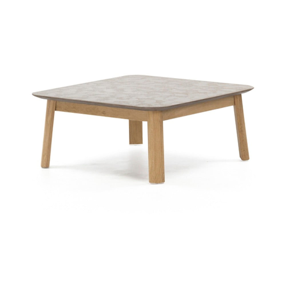 Szary stolik z dębowego drewna PLM Barcelona, 80x80 cm
