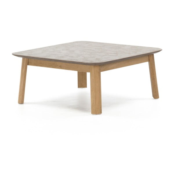 Szary stolik z dębowego drewna PLM Barcelona, 80x80 cm