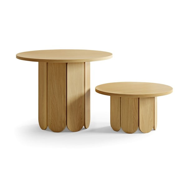 Naturalny okrągły stolik z blatem w dekorze dębu 78x78 cm Soft – Woodman-image-3