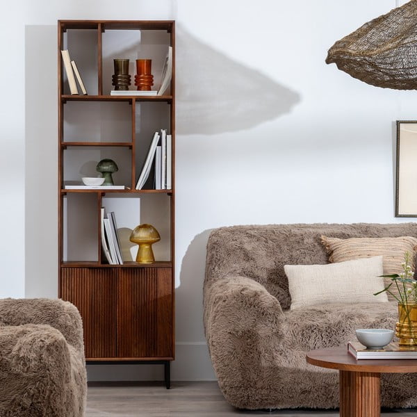 Brązowy regał z litego drewna mango 60x190x30 cm Sagara – Ixia-image-1