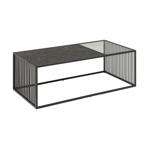Czarny stolik ze szklanym blatem 60x120 cm Strington – Actona