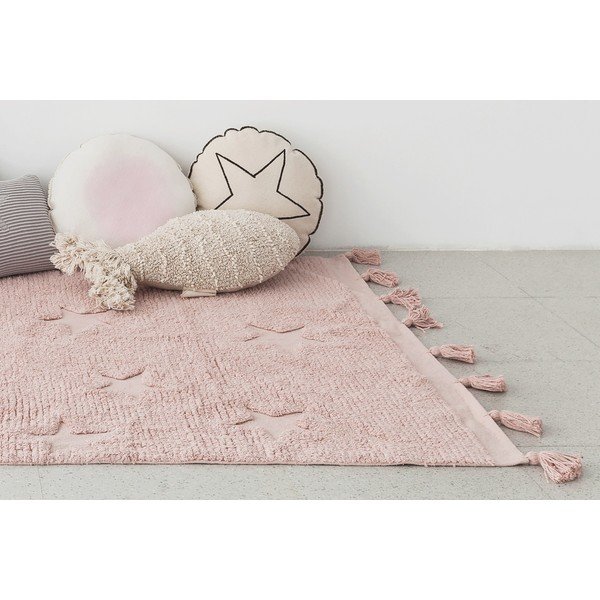 Różowy bawełniany dywan dziecięcy tkany ręcznie odpowiedni do prania 120x175 cm Hippy Stars Vinatge Nude – Lorena Canals-image-1