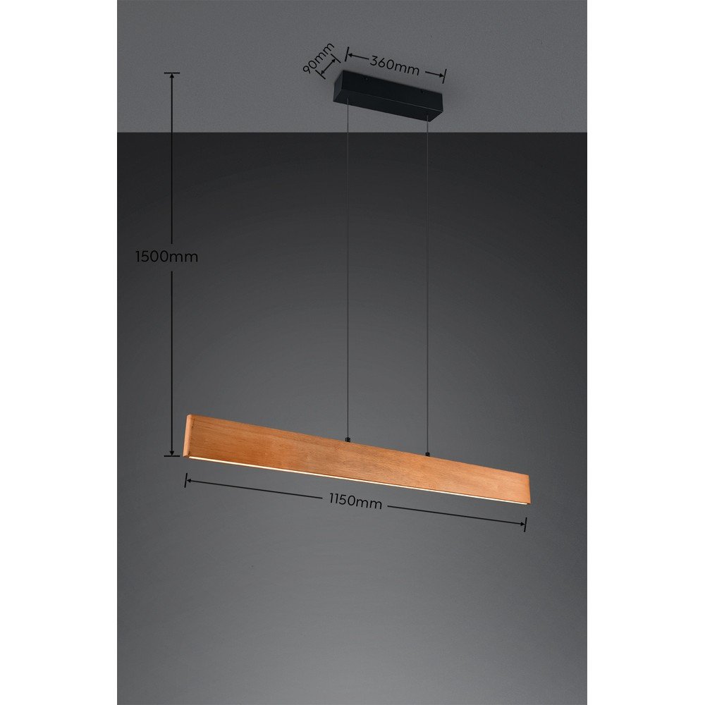 Lampa wisząca LED w naturalnym kolorze z drewnianym kloszem Edgewood – Trio (zdjęcie 9)