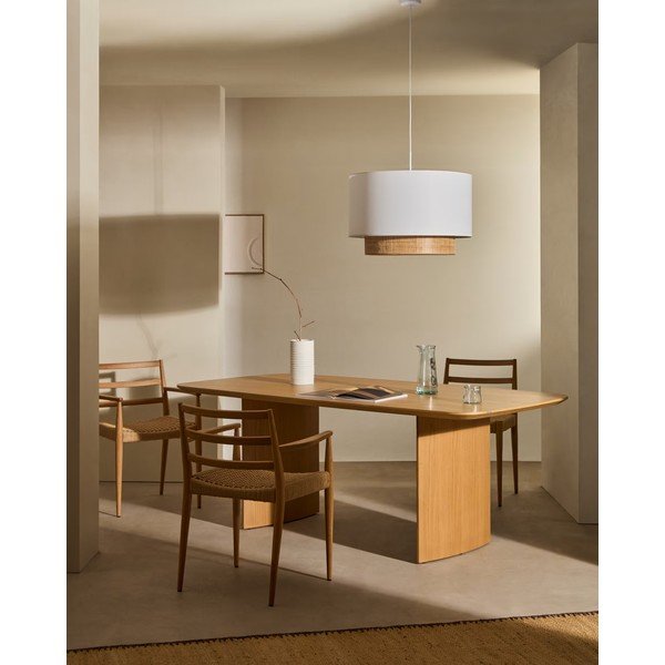 Biało-naturalny tekstylny abażur ø 60 cm Erna – Kave Home-image-1