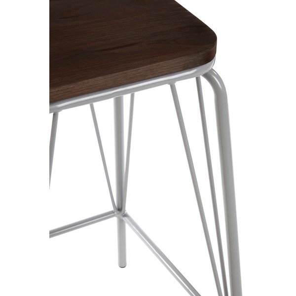 Szary/w ciemnym naturalnym kolorze stołek z litego drewna wiązu District – Premier Housewares-image-3