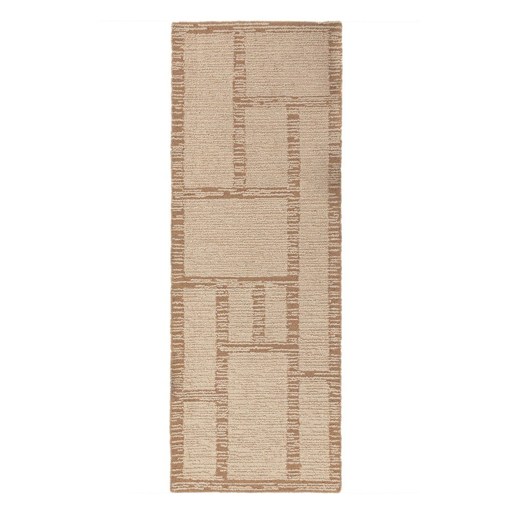 Wełniany chodnik tkany ręcznie w naturalnym kolorze 80x230 cm Harris Modula Wool – Flair Rugs