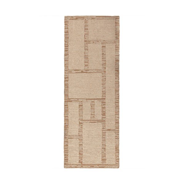 Wełniany chodnik tkany ręcznie w naturalnym kolorze 80x230 cm Harris Modula Wool – Flair Rugs